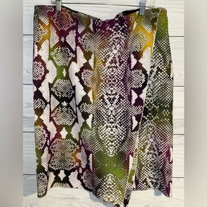 Worthington Snakeskin Print Colorful Zip back Skirt - Size 14
